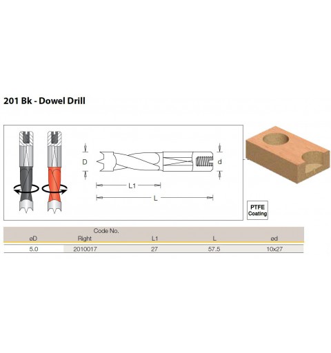 Dowel Drill, 5.0mm x 57.5 -...