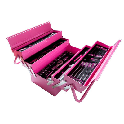 Toolbox, 77 Pc Pink & Black KENGIRL Cantilever Toolkit Set
