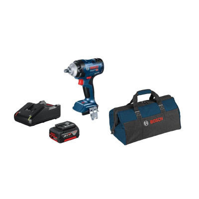 Combo Kit, BOSCH Impact Wrench, GDS18V-400, 1 x  Battery 4.0Ah, Charger, Tool bag