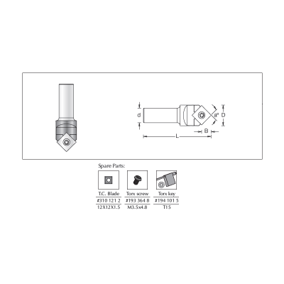 V - Grooving, 17 x 8.4 mm 90 Deg Replaceable Blades