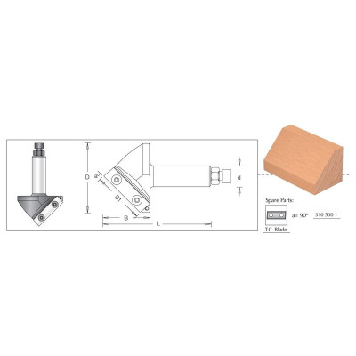 V - Grooving, 66.0 x 33.0mm x 90 Deg Shank 20mm For 33mm Board