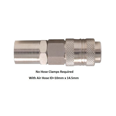 Universal Quick Coupler For 10mm Hose 10 x 14.5 - No Clamps Required