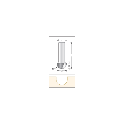 Core Box Bit, 19.1 x 11.0mm x 09.5 R