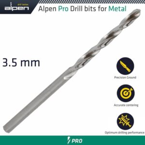 ALP9540035#1.jpg. ALPEN PRO HSS DRILL DIN 338 RN 135 WITH SPLIT POINT 3.5MM BULK