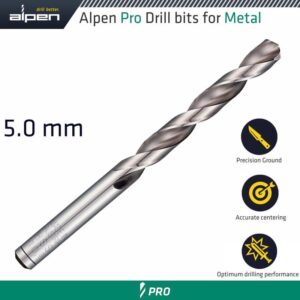 ALP954005#1.jpg. ALPEN PRO 5.0MM HSS DRILL DIN 338 RN 135 WITH SPLIT POINT BULK