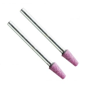 VERM2100#1.jpg. MINI Ruby Grinding Cone 05 x 10mm - Shank = 2.35mm QTY 2