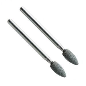 VERM2480#1.jpg. MINI Silicon Carbide Stones Flame 05 x 10mm - Shank = 3.00mm QTY 2