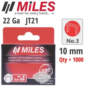 MILSTAP3-10#1.jpg. GALV STAPLES 22G JT21 10MM X 1000PCS MILES NO3