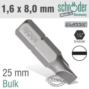 SC20299#1.jpg. SLOTTED BIT 1.6X8.0 25MM BULK