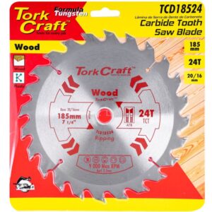 TCD18524#1.jpg. BLADE TCT 185 X 24T 20/16 GENERAL PURPOSE RIP