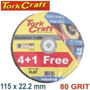 TCFD115-80-5#1.jpg. FLAP SANDING DISC 115MM 80GRIT 4+1 FREE A/O