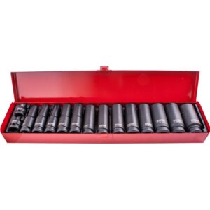 TCIM29015#1.jpg. 15PC 1/2" DR IMP SOCKET SET(10 - 27 + 2 X ADAPTORS 3/8X1/2 & 1/2X3/8 )