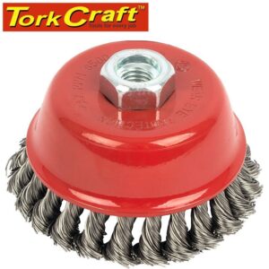 TCSS10014-2B#1.jpg. WIRE CUP BRUSH 100 X M14 KNOTTED STAINLESS STEEL BULK