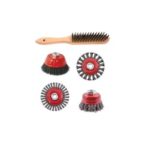 TCW006-3#1.jpg. WIRE BRUSH ANGLE GRINDER KIT M14 CRIMPED & KNOTTED SET 5PCE HAND BRUSH