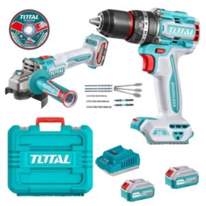 TOSLI241298 #1. TOTAL TOOLS Combo kit 2 Pc, A/Grinder & Impact Drill 96Nm, 20.0v - (Brushless)- SET