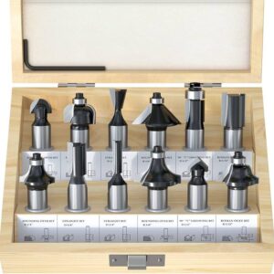 1399090180 - PTR. Router Bit Set, 12 Piece Set Wooden Case - 1/2 - Inch Shank