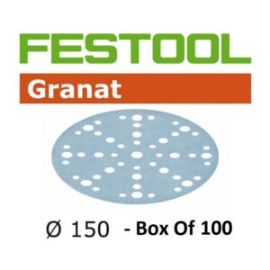 FES575172BOX100#1.jpg. FESTOOL Granat Discs, 150mm, 0400 # Multi Hole - Box - 100