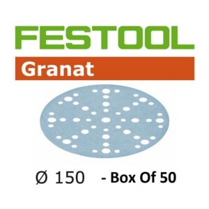 FES575174BOX50#1.jpg. FESTOOL Granat Discs, 150mm, 0800 # Multi Hole - Box - 50