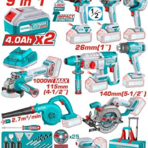 tosli250381e - PTR. TOTAL | TOOLS Combo Kit 9 Piece Industrial Lithium Ion, 20V