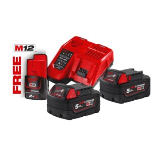 4933459217 #1. MILWAUKEE | Battery Charger KITT 2 X Batt 5.0Ah & Charger - M18NRG-502