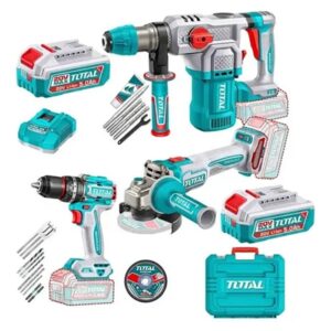 tosli251195 - PTR. TOTAL | TOOLS Combo Kit 3 Pc, Cordless A/Grinder115mm, B/L Drill 86NM , Rot/Ham 28mm