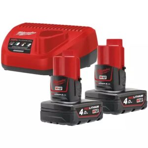 4933459211 #1. MILWAUKEE | Battery Charger KITT 2 X Batt 4.0Ah & Charger - M12NRG-402