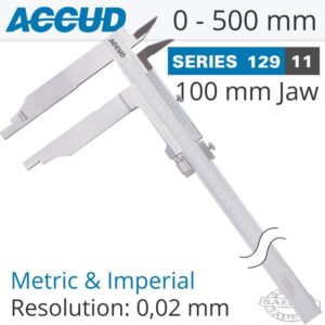 AC129-020-11#1.jpg. VERNIER CALIPER 500MM 0.05MM ACC. 100MM 0.02MM GRAD S/STEEL