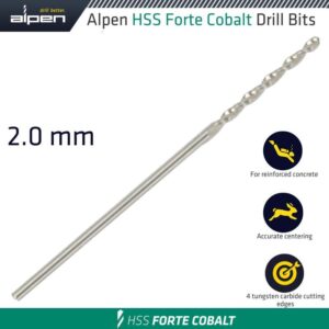 ALP18302#1.jpg. HSS FORTE COBALT DRILL BIT 2MM