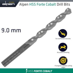 ALP18309#1.jpg. HSS FORTE COBALT DRILL BIT 9MM