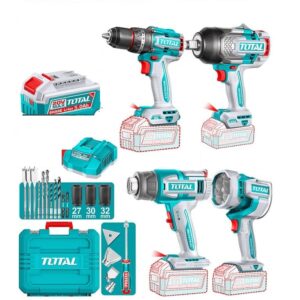 00020612 - PTR. TOTAL | TOOLS Combo Kit 4 Pc, 96Nm Drill, 1350Nm I/Wrench, Heat Gun, Lamp