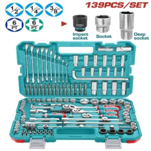 total-socket-set-139pc- PTR. TOTAL | Socket Set, 139 Pc, 1/4 Inch and 1/2 Inch Drive
