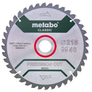 628060000 - PTR. METABO Sawblade 216 X 30 X Z40, -5° NEG- 2.4mm Kerf - Wood