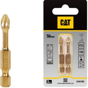 CATDA01005 - PTR. Pozi, Screwdriver Bit, 02-50mm, IMPACT PROOF Pack of 2(CAT)