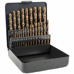 ALP656000251#1.jpg. HSS COBALT DRILL BIT SET 25 PIECE 1-13MM X 0.5 3- SIDED IN METAL CASE